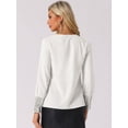 thumbnail image 3 of DARING DIVA Sequin V Neck Long Sleeve Casual Blouse XS White, 3 of 6