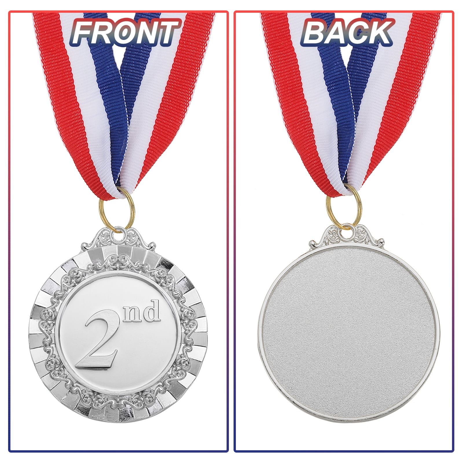 Uxcell Award Metals, Prize Medals Ring Winner Medals with Neck Ribbons Silver