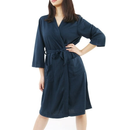 

PiccoCasa Women s Turkish Cotton Lightweight Waffle Kimono Short Robe