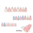 thumbnail image 4 of 3D 24 Pcs Cute Almond Press on Nails Medium Fake Nails Press Ons Blue Gradient False Nails with Stiletto Nail Glue, 4 of 6