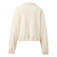 thumbnail image 5 of Bibifish Womens Jackets Stand Collar Drawstring Waist Fuzzy Full Zip Up Jackets Rib Cropped Fit Warm Soft Casual Streetwear Daily Wear Trendy Jackets, 5 of 9