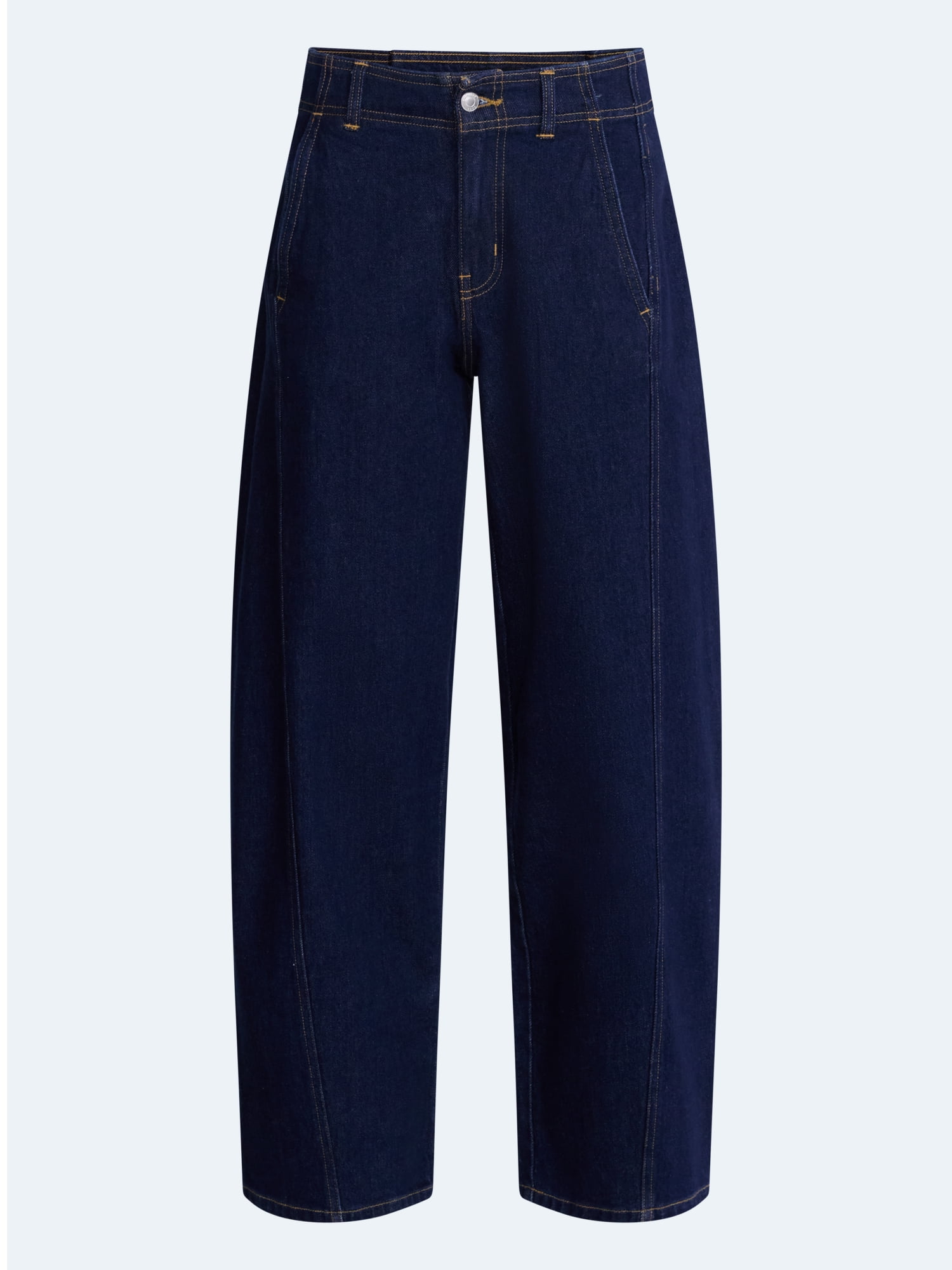 Free Assembly Women's and Women's Plus Side Panel Barrel Jeans, 30" Inseam, Sizes 0-28W