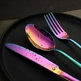 thumbnail image 4 of Emlimny Rainbow Flatware Cutlery Silverware Set 5 Pieces, Stainless Steel Colorful Utensils, Include Knife/Fork/Spoon, Reusable, Mirror Polished, Dishwasher Safe, 4 of 6
