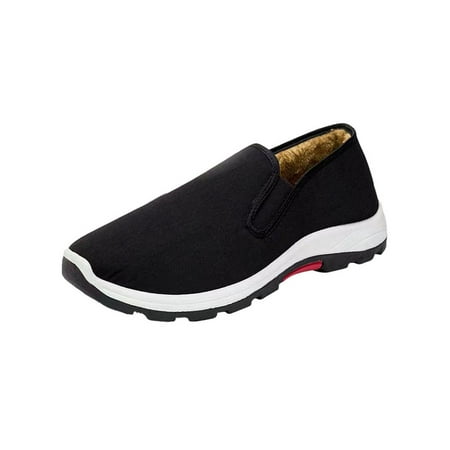 

Woobling Man s Sneakers Comfort Casual Shoe Slip On Flats Driving Loafers Lightweight Walking Shoes Non-Slip Breathable White Bottom Casual Shoes with Plush Lined 8