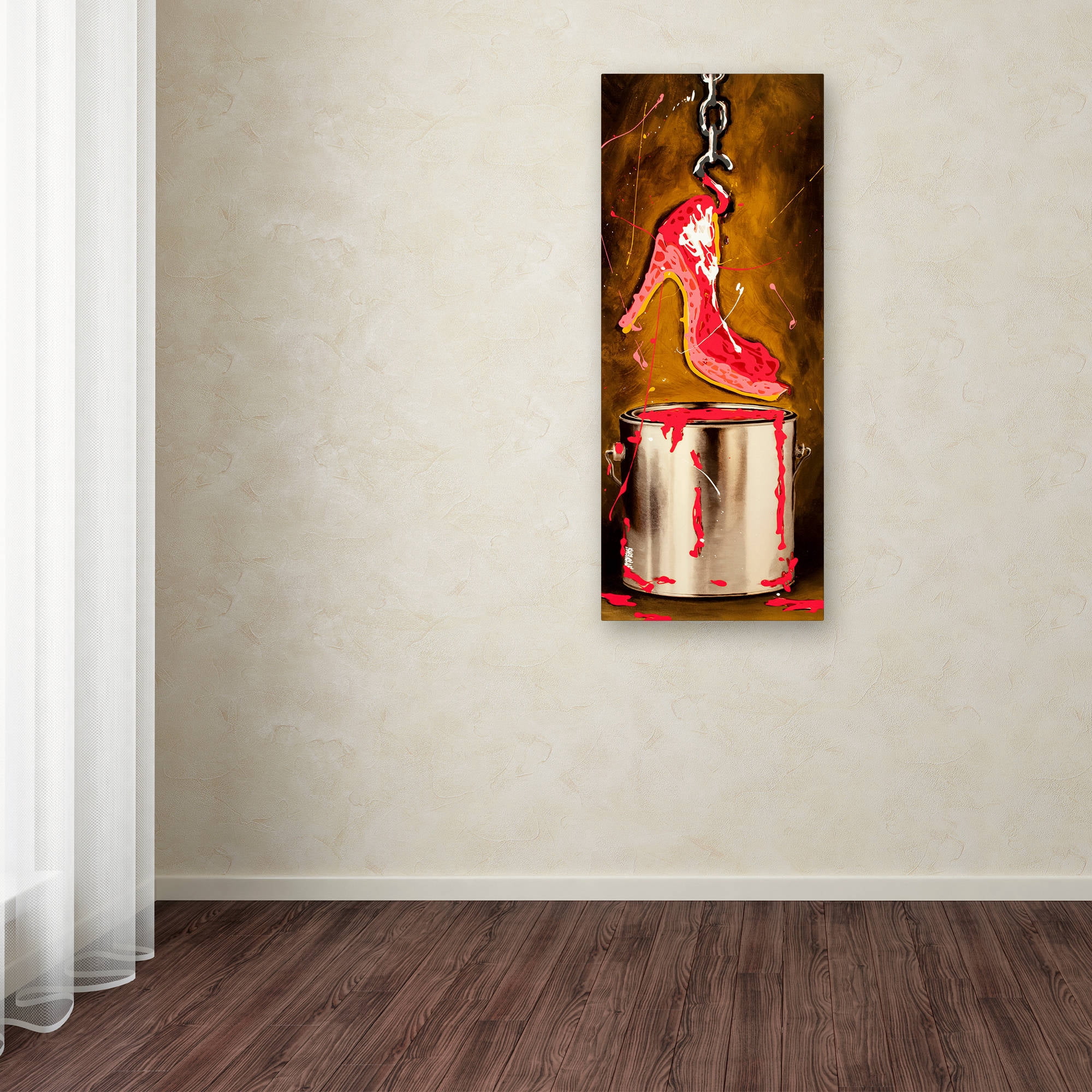 Trademark Fine Art "Paint Dipped Shoe Pink" Canvas Art by Roderick Stevens