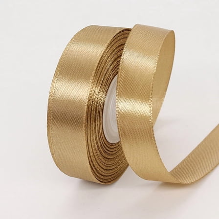 1.5cm*22m champagne gold color Satin Ribbon, Solid Fabric Ribbon Roll for Flower Bouquets,Wedding, Handmade Crafts,Gift Wrap Ribbons