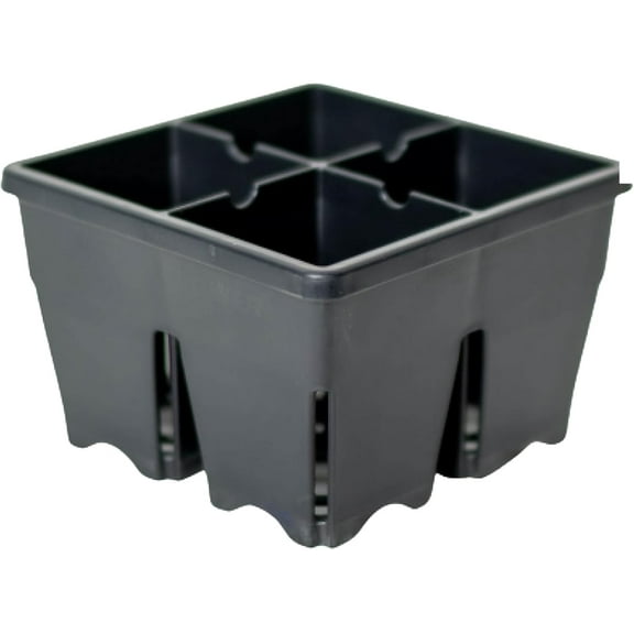 Epic Gardening Reusable Seed Starter Tray, 4 Cell 3" Deep, Easy Watering, Indoor Greenhouse, Gardener Friendly for Seedlings, Black, 4-pk