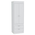 thumbnail image 6 of Lisboa Armoire, Rod, Double Door, Two Drawers, Metal Handles White, 6 of 7