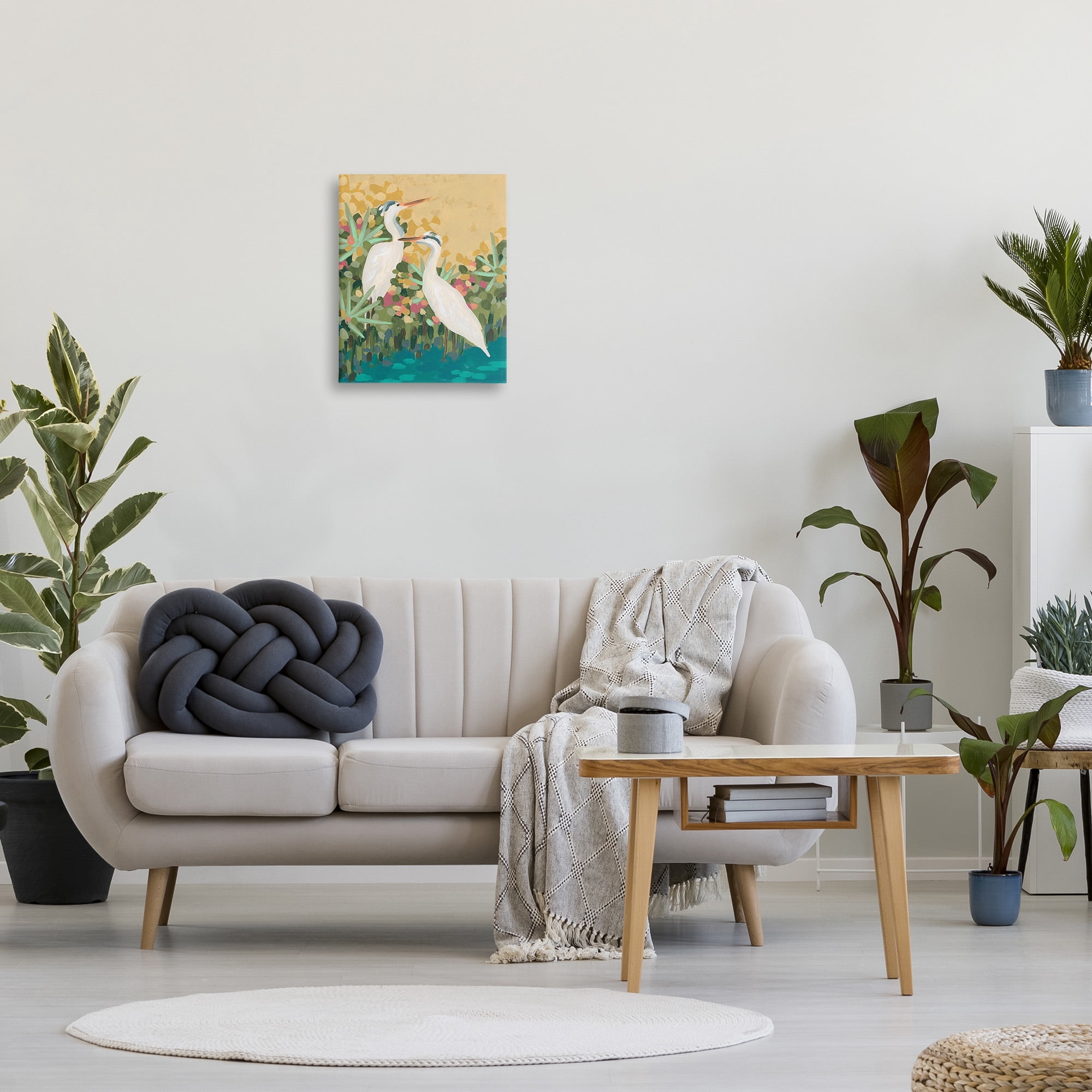 Stupell Industries Modern Birds at Pond's Edge Animals & Insects Painting Gallery Wrapped Canvas Art Print Wall Art, 16 x 20