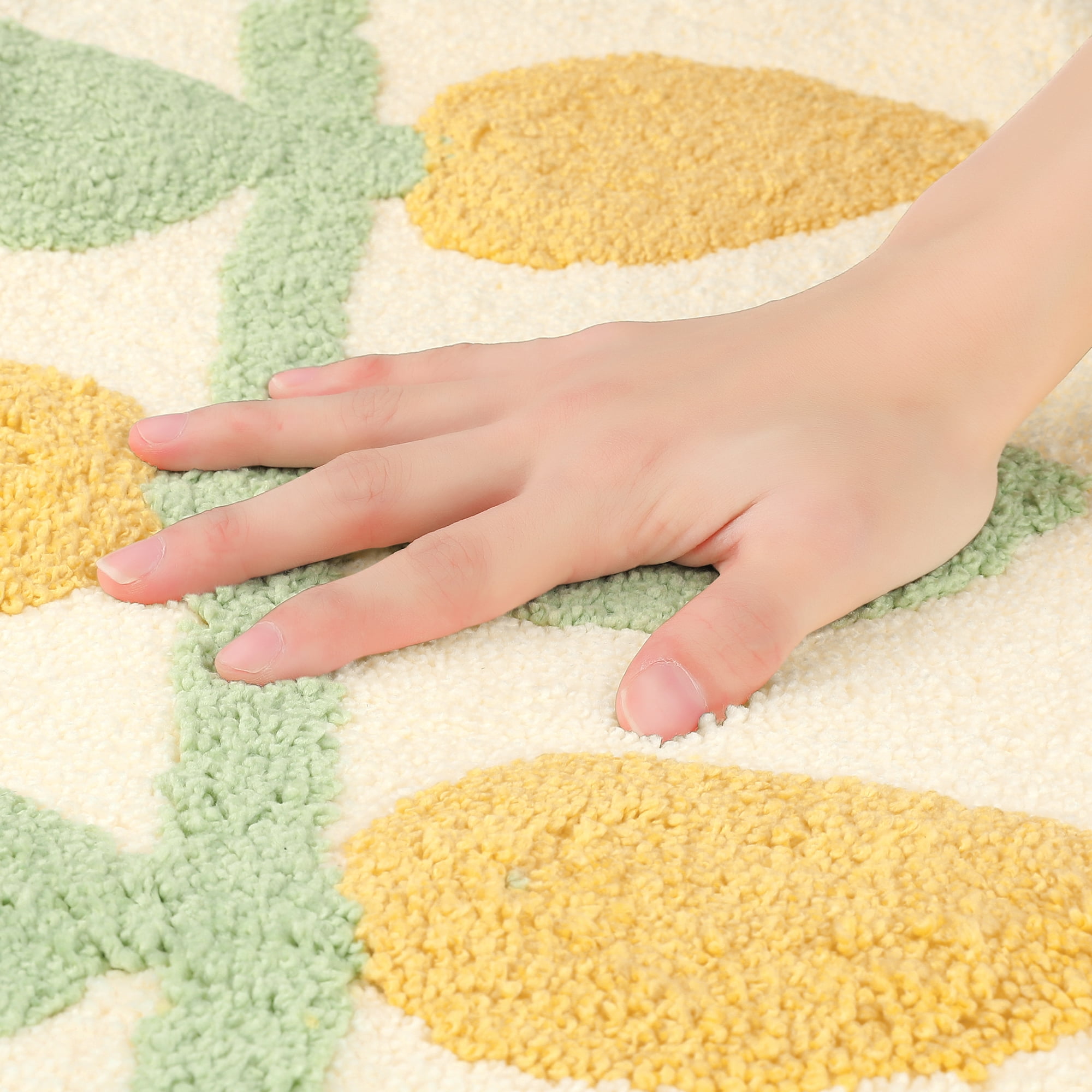Unique Bargains Soft Plush Non-Slip Printing Mat Quick Dry for Bathroom Floor Lemon 20"x32"