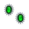 thumbnail image 2 of Bling Jewelry Womens Vintage Style 3CT Crown Halo Gemstone CZ Stud Earrings in Sterling Silver, 2 of 4