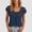 Navy, variant on QUNYINEY Tee Shirts for Women Summer Short Sleeve Solid Cotton Shirt Crew Neck Lace Pleated Pullover Relaxed Fit Tops