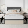 thumbnail image 3 of Platform Bed Frame with Headboard & 2 Storage Drawers - Metal Slat Support, No Box Spring Needed, Easy Assembly, Grey Linen, 3 of 6