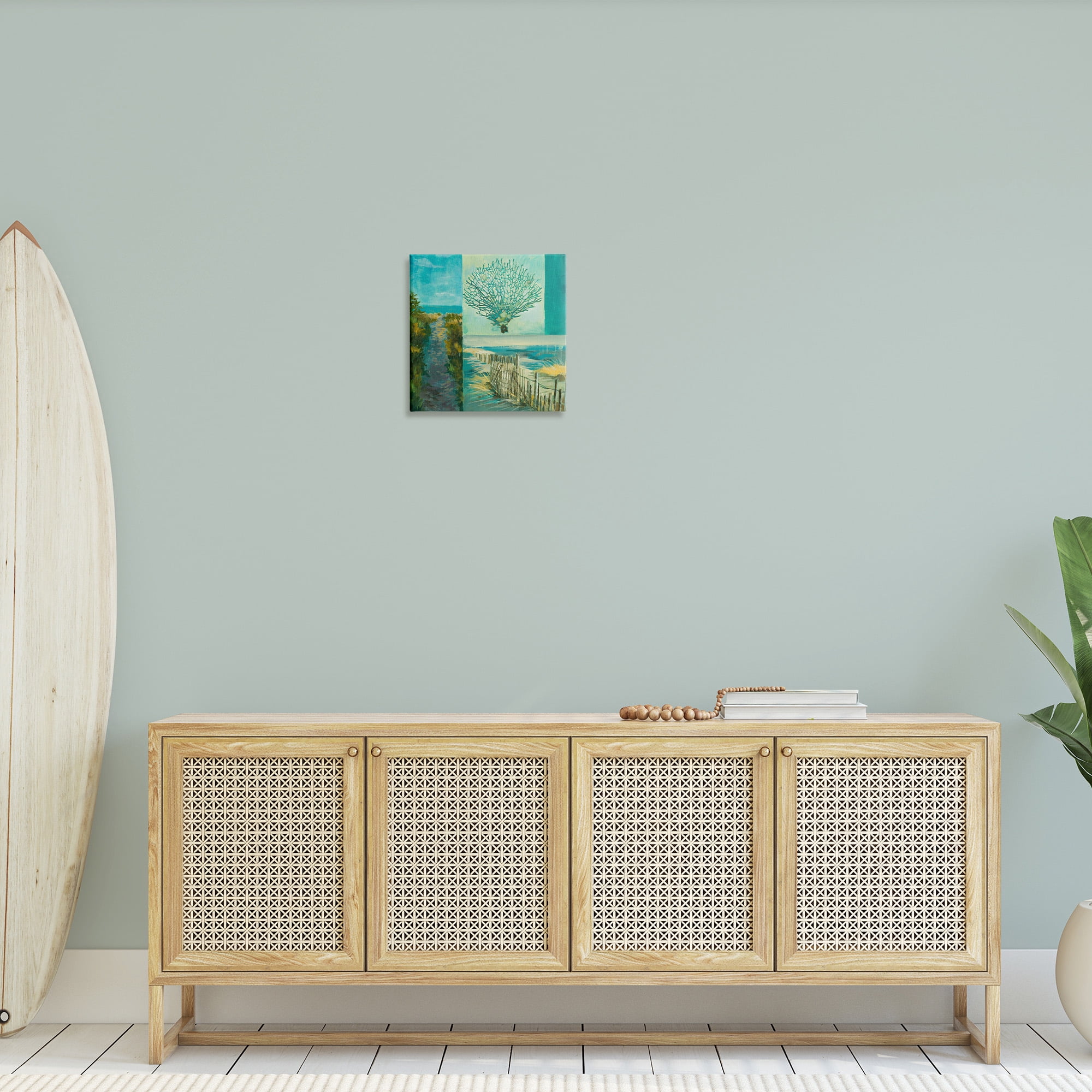 Stupell Industries Modern Beach Coral Collage Landscape Painting Gallery Wrapped Canvas Art Print Wall Art, 17 x 17