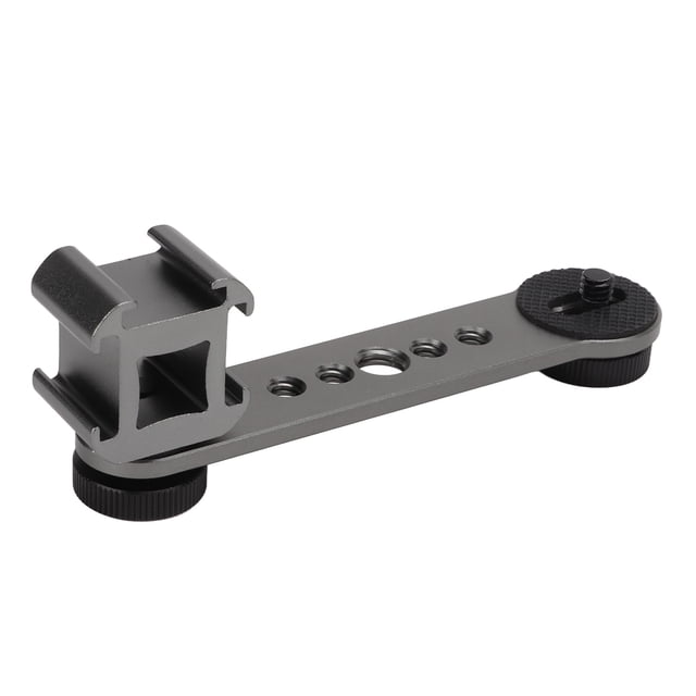 Cold Shoe Mount Adapter, Aluminium Alloy Durable Multi Function Portable Lightweight Wide Adaptability Triple Microphone Mount Extenstion Stable For Stabilizer Dark Gray