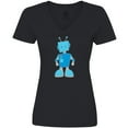 thumbnail image 3 of Inktastic Blue robot Women's V-Neck T-Shirt, 3 of 5