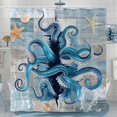 thumbnail image 3 of Navy Blue Octopus Shower Curtain Funny Ocean Nautical Kraken Seashell Starfish Shower Curtains for Bathroom Beach Coastal Wooden Cool Unique Waterproof Fabric Bath Curtain Decor 72 X 72 Inch, 3 of 7