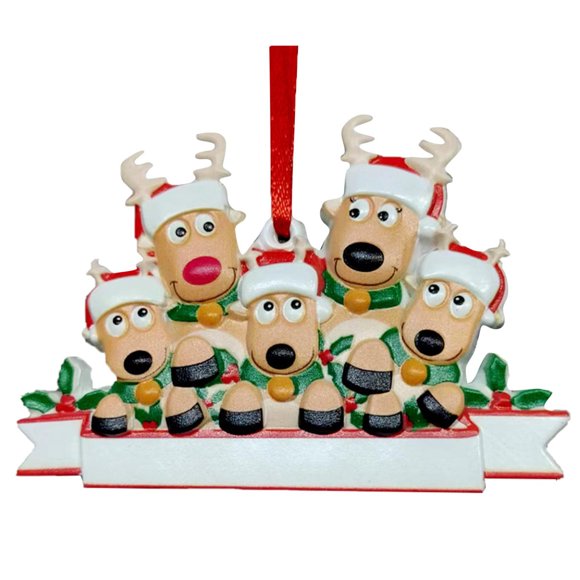 Personalised Family Christmas Tree Bauble Decoration Ornament for 2024 Holiday Celebrations - Unique Deer Family Keepsake