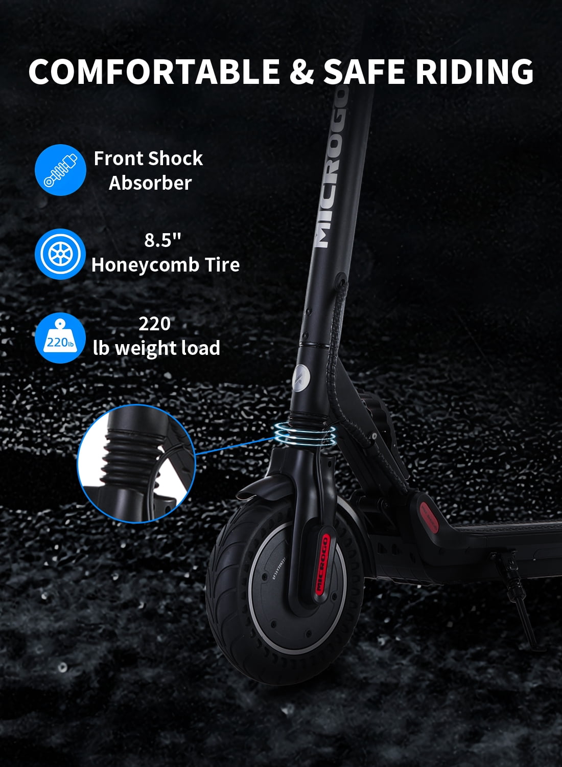 MICROGO M5 Upgrade Electric Scooter for Adults, 350W Motor and 8.5 inch Honeycomb Tires 19 Mph Top Speed Long Range Folding E Scooter Commuter