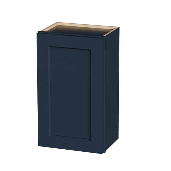 18" Navy Blue Shaker Wall Cabinet Solid Wood with 2 Adjustable Shelves Ready-to-Assemble for Kitchen, Bathroom, Laundry, and Garage Storage (18"W12"D30"H)