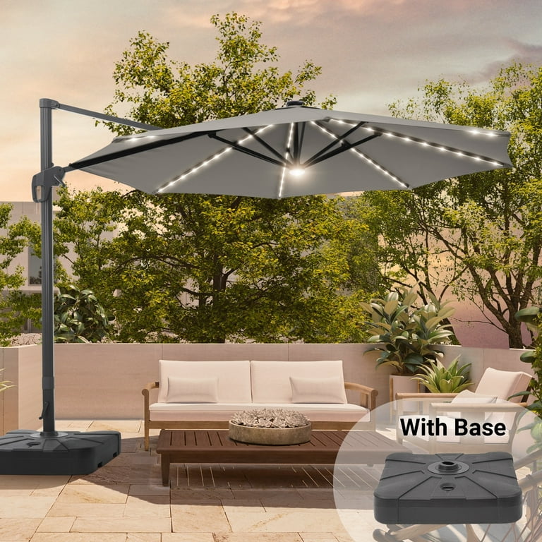 11FT Solar LED Patio Cantilever Umbrella With Resin Base by Bonosuki Blue -  Walmart.com