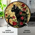 thumbnail image 3 of Roses Black Cat Gothic Stained Glass Sun Catcher, Wall Hanging Colored Decor Room Indoor Window Decor, Halloween, Christmas Hanging Ornament Mother Day, 3 of 6
