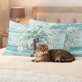 thumbnail image 3 of Teal Palm Tree Outdoor Waterproof Pillow Covers, Seaside Coastal Tree Tropical Botanical Decorative Rectangle Throw Pillowcase Sofa Cushion Sham for Patio/Couch/Chair, 20"x12" 2 Pack, 3 of 8