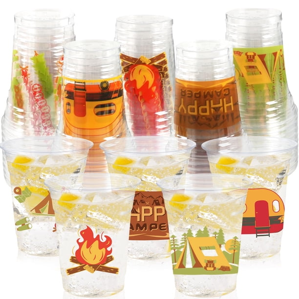 Vasos de plástico CUPLOOV para decoración de fiestas de acampada, 300 ml (100 unidades)