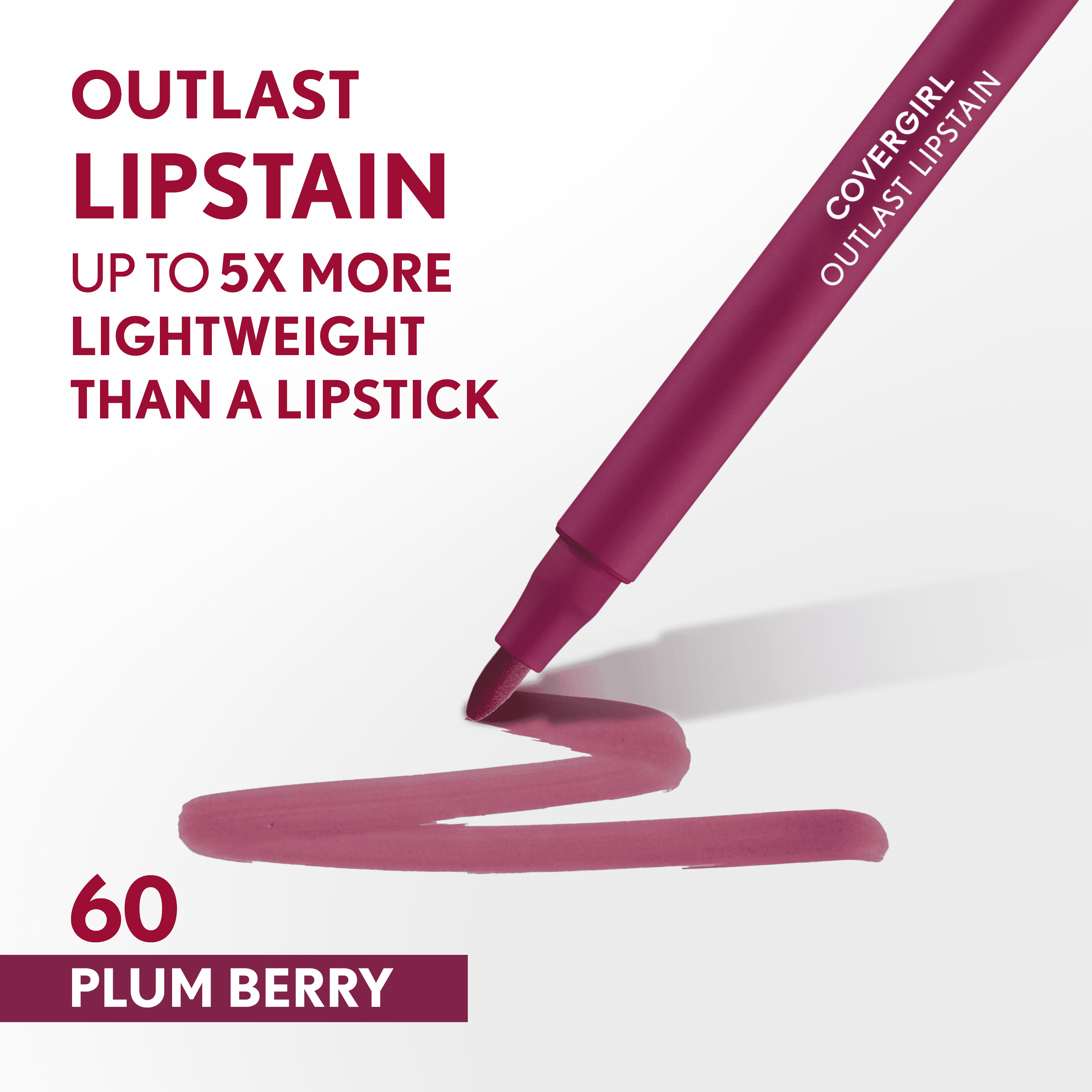 (2 pack) COVERGIRL Outlast Lipstain, 60 Plum Berry, Purple, 0.05 fl oz