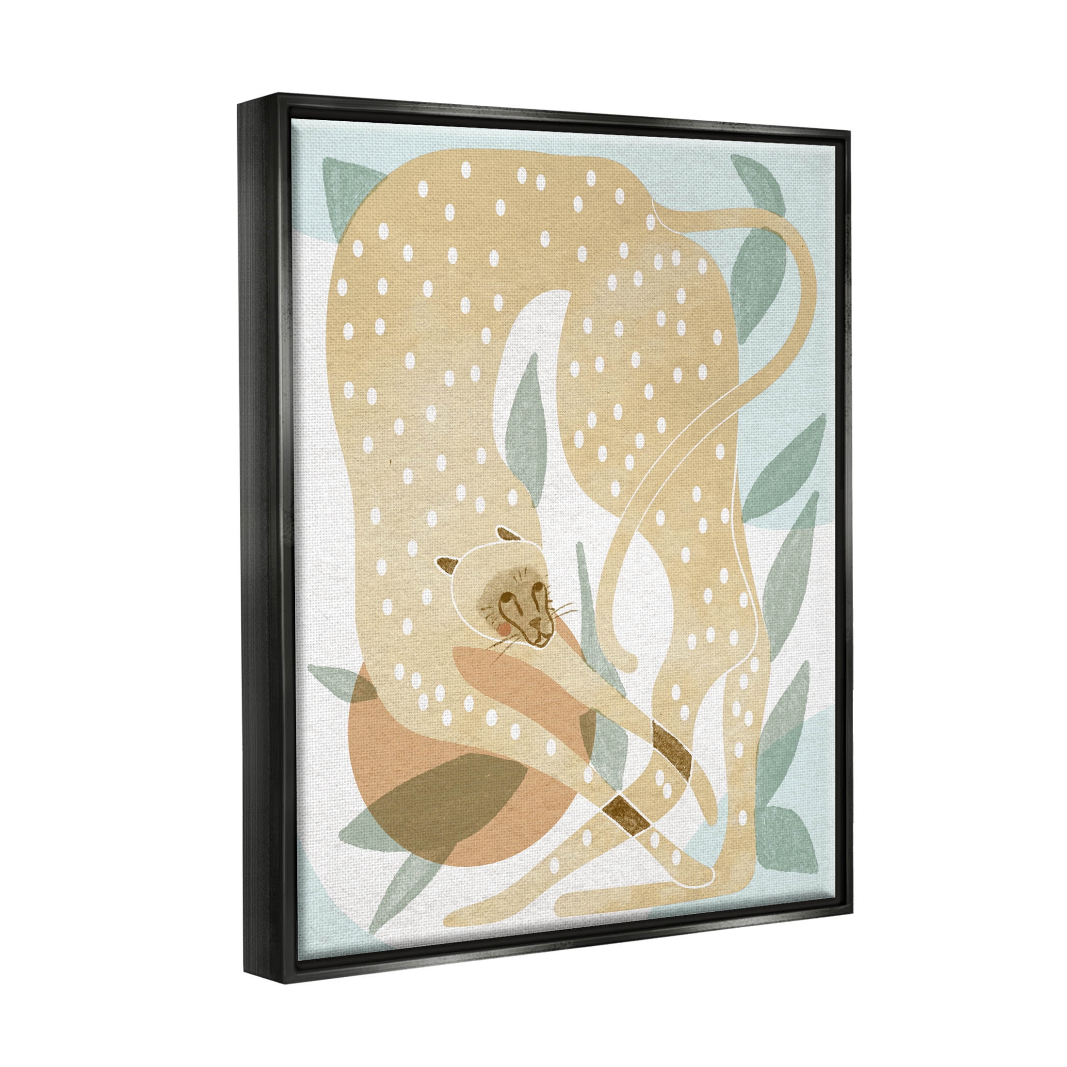 Cheetah Jungle Contemporary Shapes Animals & Insects Graphic Art Jet Black Framed Art Print Wall Art