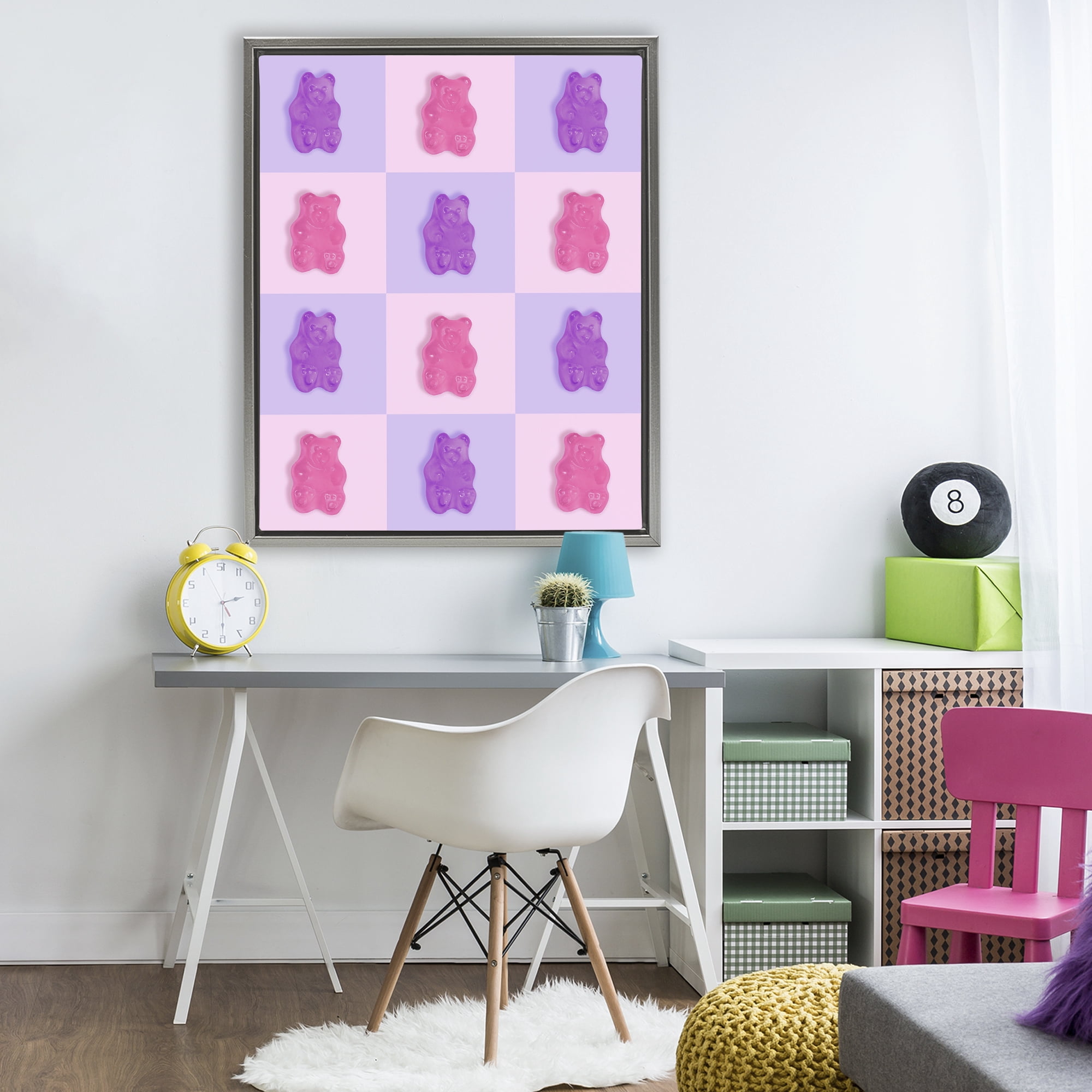 Stupell Industries Pink & Lilac Candy Bears Gray Framed Floater Canvas Wall Art, design by LISH Creative
