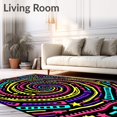 thumbnail image 2 of ODIKA 3'x5' Machine Washable Non-Slip Area Rug, Vibrant Alphabet Spiral Featuring Multicolor Letters and Stars High Traffic Rug, Black, 693867, 2 of 7