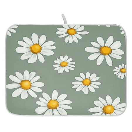 

Fresh Flowers Pattern Design Dish Drying Mat for Kitchen Quick Drying Absorbent Soft Durable 18 x 24