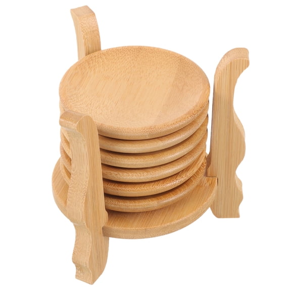 ULTNICE Coasters Bamboo Natural Round 6Pcs 4.0x3.0in