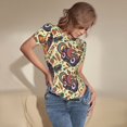 thumbnail image 3 of Rateoe Fashion Hippie Girl Printed Women Rash Guard Short Sleeve,Tummy control Swimsuit Surfing Swimsuit Bathing Suit Short-sleeved Onesie UPF 50+, 3 of 6
