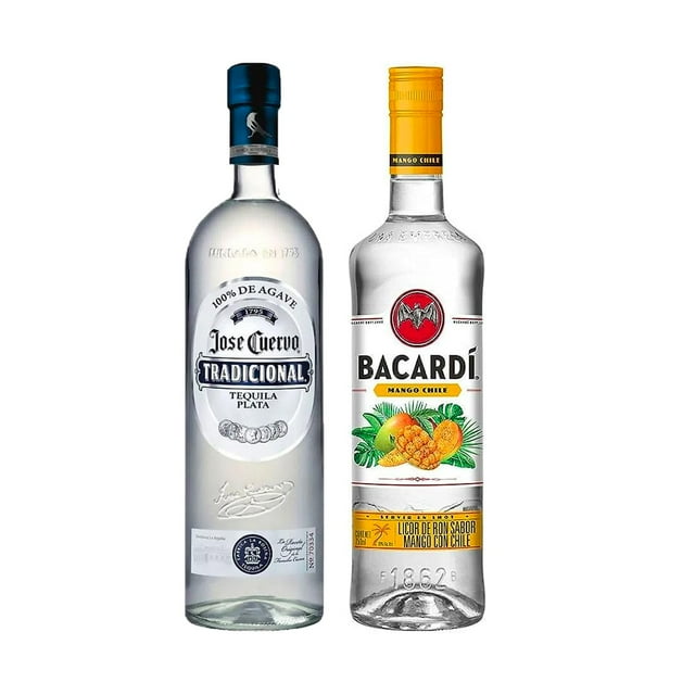 Tequila Jose Cuervo Tradicional Plata 950 ml + Licor de Ron Bacardi Mango Chile 750 ml