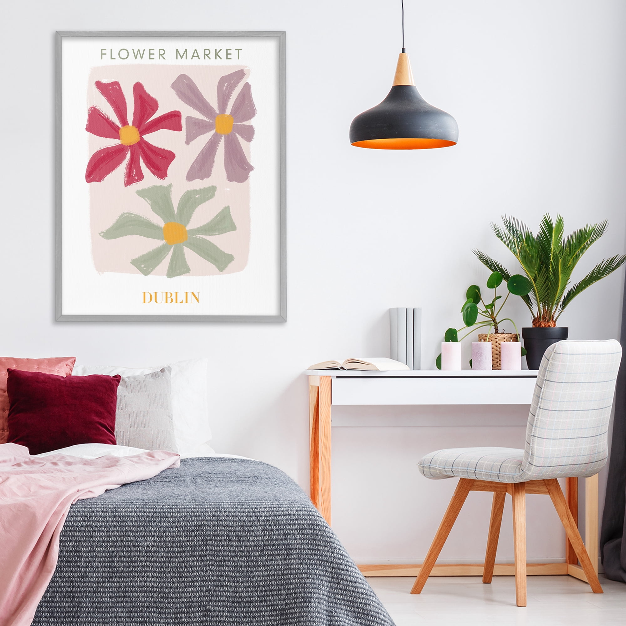 Stupell Industries Muted Dublin Flower Market Gray Framed Giclee Art, design by Lucille Price