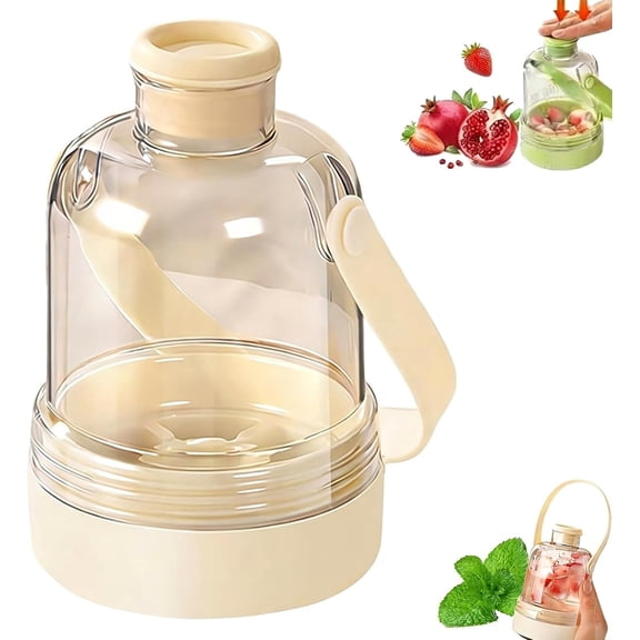 2-in-1 Transparent Water Bottle with Ice Tray – Easy-Release Silicone Cube Mold, Portable Press Design for Freezer and Drinks
