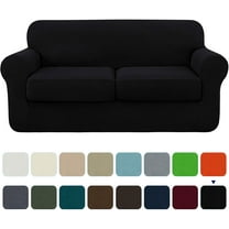 Subrtex 3-Piece High Spandex Textured Grid Sofa Slipcover, Separate Cushion Cover(Black, Loveseat)