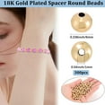 thumbnail image 2 of 1 Box 300Pcs 18K Gold Filled Spacer Beads 6mm Smooth Round Metal Beads Gold Plated Seamless Circle Ball Loose Spacers for Jewelry Making Necklaces Bracelets Earrings DIY Craft Supplies, 2 of 8