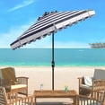 thumbnail image 3 of Safavieh Maui 9' Market Crank Striped Tilt Patio Umbrella, Navy/White, 3 of 6