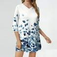 thumbnail image 2 of WTOBBY Women's Fashion Casual Retro Floral Print V-Neck Mid-Length Tunic Tops with Pockets, 3/4 Sleeve Blouses, Versatile and Stylish Shirt,White L, 2 of 5
