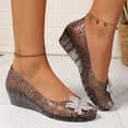 thumbnail image 3 of Jelly Sandals for Women 2026 Summer Trendy 3d Flower Gliiter Rhinestone Loafers Closed Toe on Wedge Ballet Shoes, 3 of 9