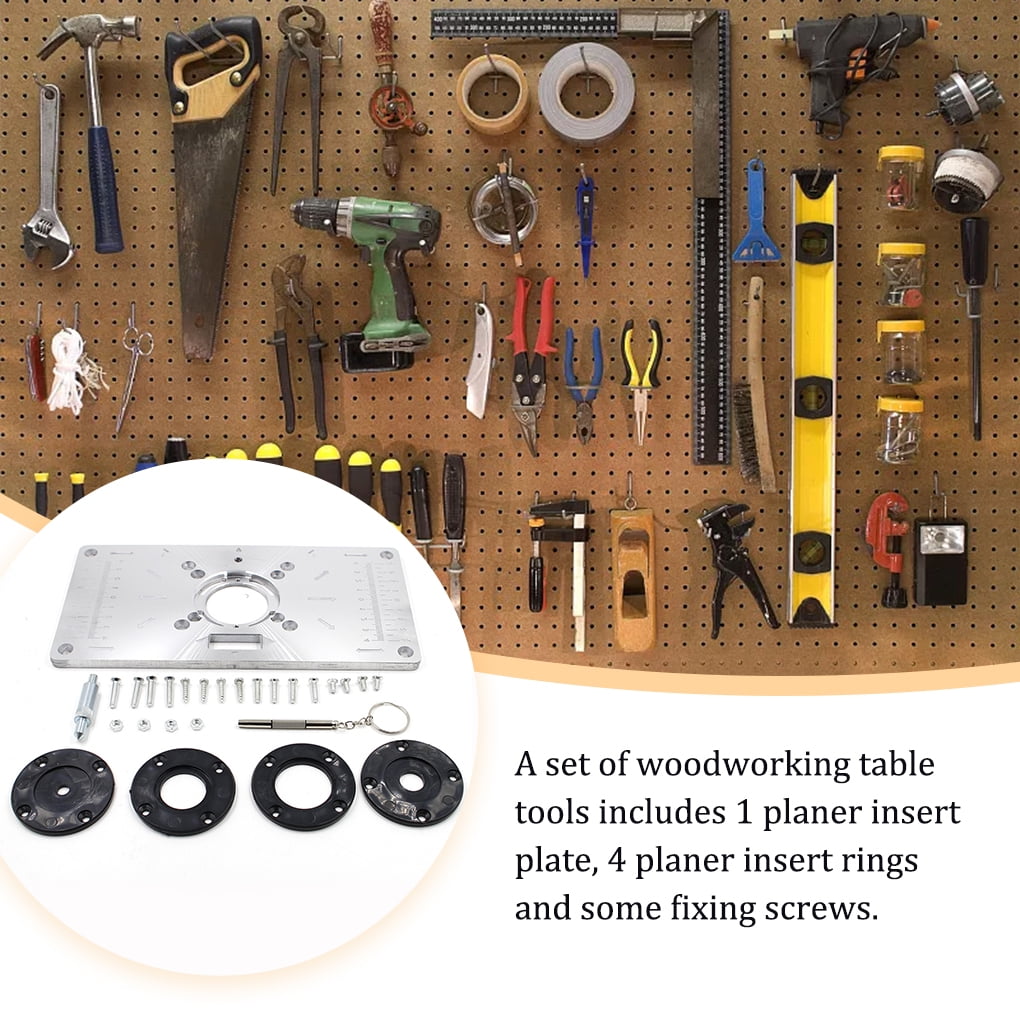 Router Table Insert Plate Detachable Removable alloy and plastic Scaled Pre drilled Trimming Machine Woodworking Bench Plates Accessories Black Walmart
