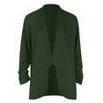 thumbnail image 3 of Ladies Workoffice Blazer Button Down Fashion Jacket Mid Length Leisure Outwear Single Breasted Blouse Solid Color Fitted Suit Lapel Notched Elegant Cardigan, 3 of 6