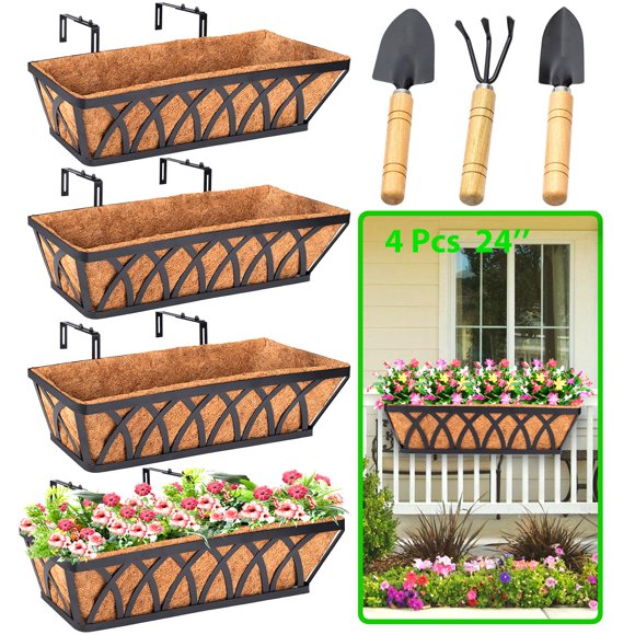 Caja para plantas LCHUANG de metal de 61 cm con forro de fibra de coco