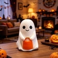 thumbnail image 4 of Halloween Ghost Figurine, Funny Pumpkin Ghost Statue Ghost Decoration Holding for Gift Props Tabletop Home Decor Gifts for Anniversary Weddings, 4 of 7