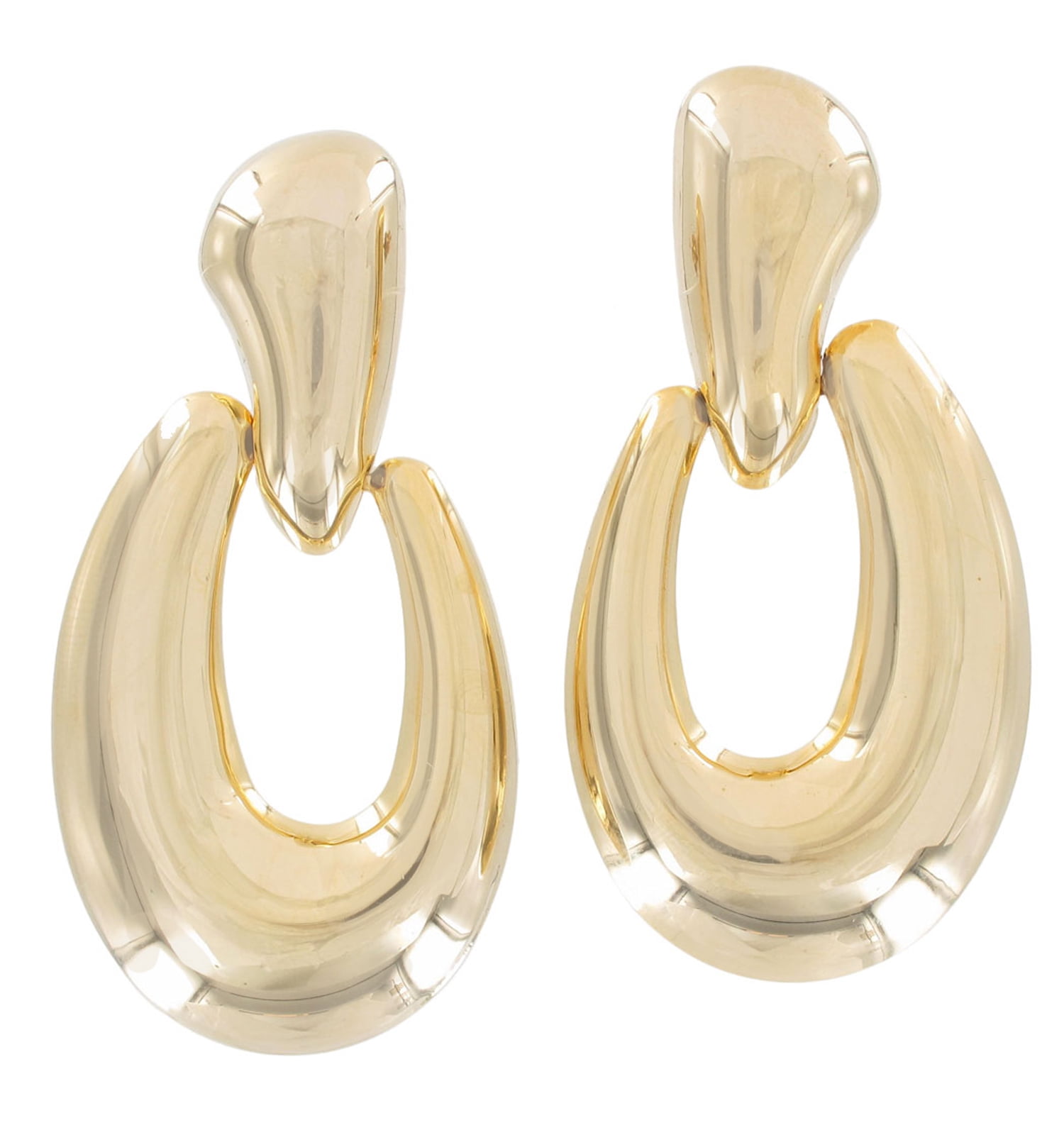 Large Door Knocker Lightweight Gold Tone Pierced Earrings 2 1/2