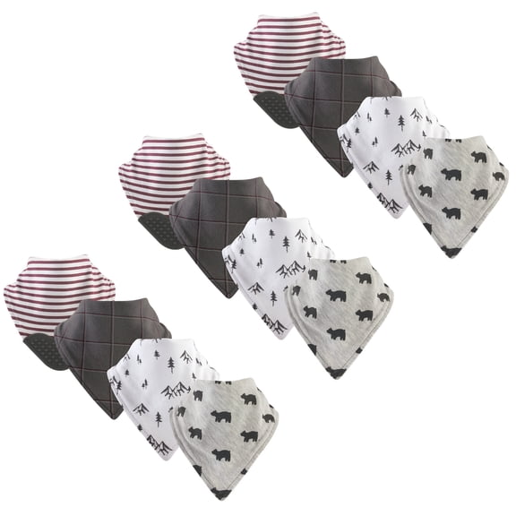 Yoga Sprout Baby Boy and Girl Bandana Bib with Teether, 12 Pack, Mountains