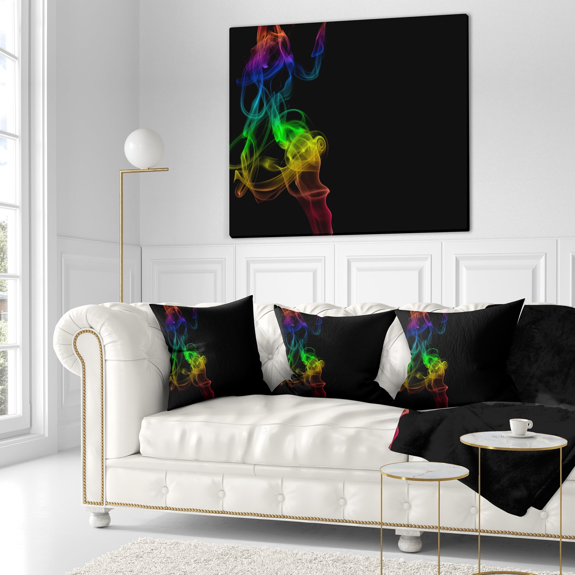 Designart Colorful Abstract Smoke Waves - Abstract Throw Pillow - 18x18